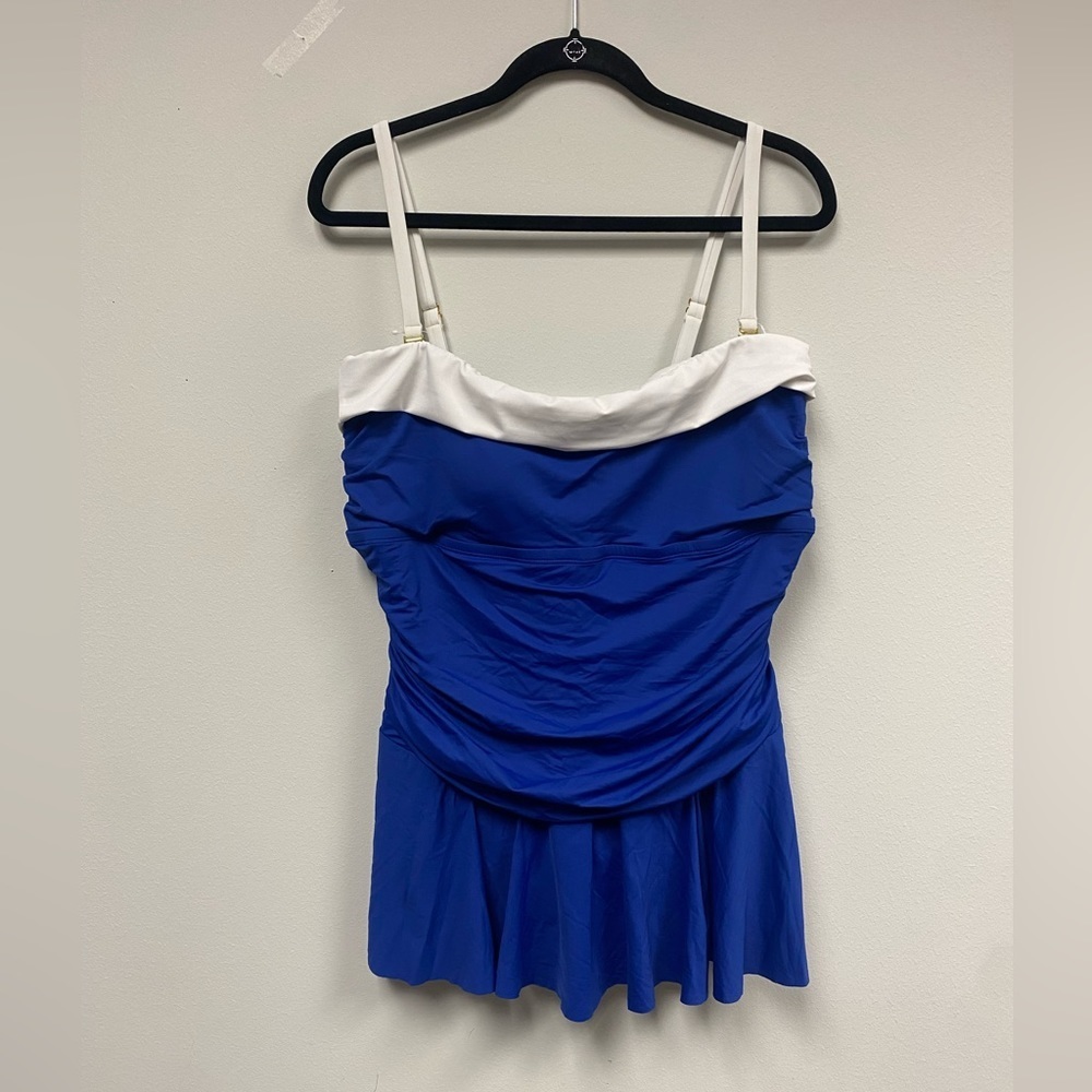 NWT CHAPS Royal Blue Plus Size Slimming Skirted Swimsuit Size 16W